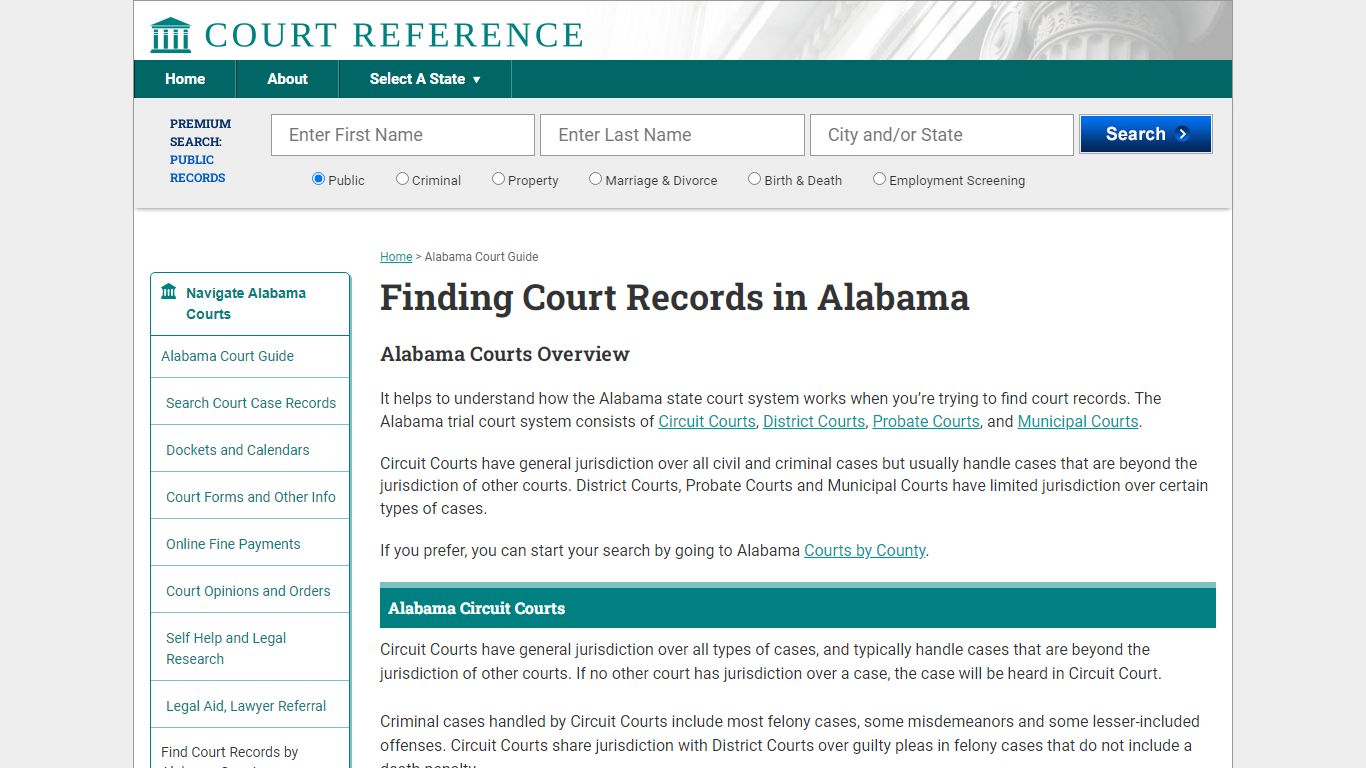 How to Find Alabama Court Records | CourtReference.com